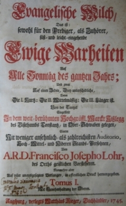"Buch Evangelische Milch" von 1745