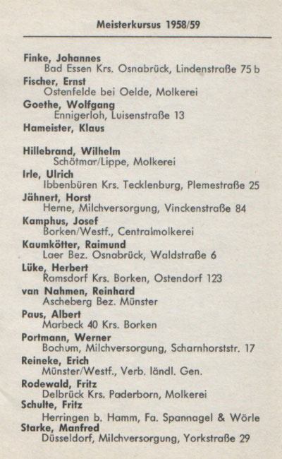 Meisterkursus 1958 / 59