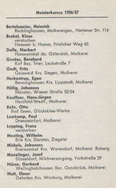 Meisterkursus 1956 / 57