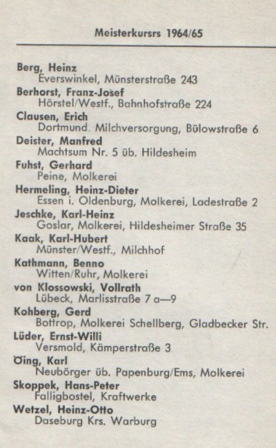 Meisterkursus 1964 / 65